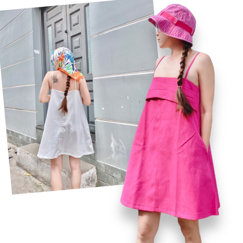 Đầm suông 2 dây xoè chữ A xếp ly TK1733 ( Quận Tân Phú, Hoả tốc HCM, Hình thật 100% )