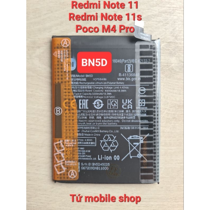Pin Xiaomi BN5D dùng cho máy Xiaomi Redmi Note 11 , Xiaomi Redmi Note 11s , Xiaomi Poco M4 Pro