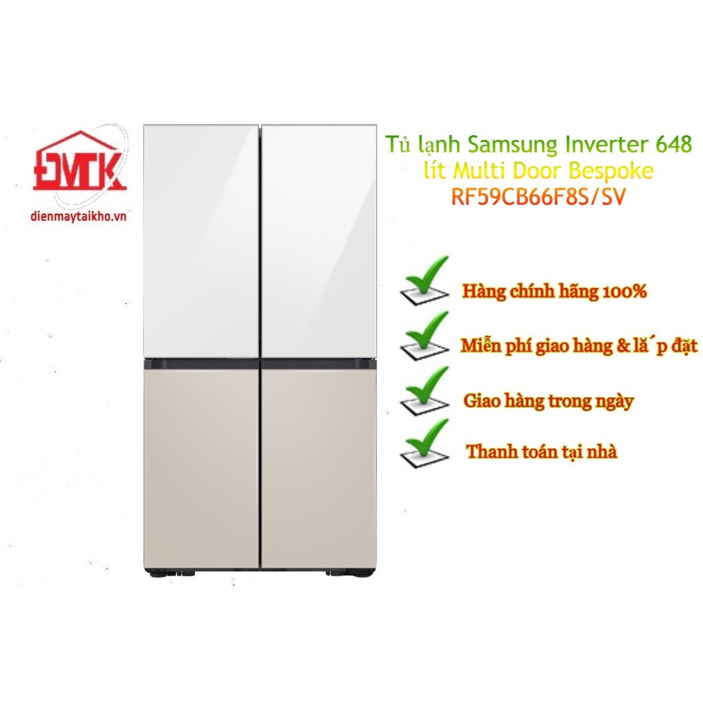 Tủ lạnh Samsung Inverter 648 lít Multi Door Bespoke RF59CB66F8S/SV