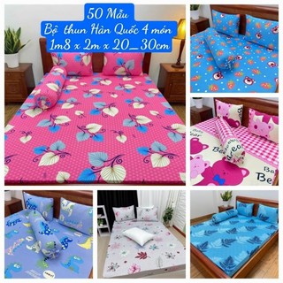 Bộ thun lạnh hàn quốc 4 món không mền. 1m8 x 2m x 20_30cm