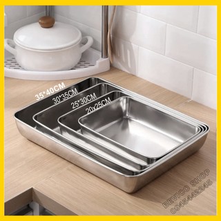 Khay đựng thức ăn inox 304 | kt: 20x25x5cm, 25x30x5.5cm