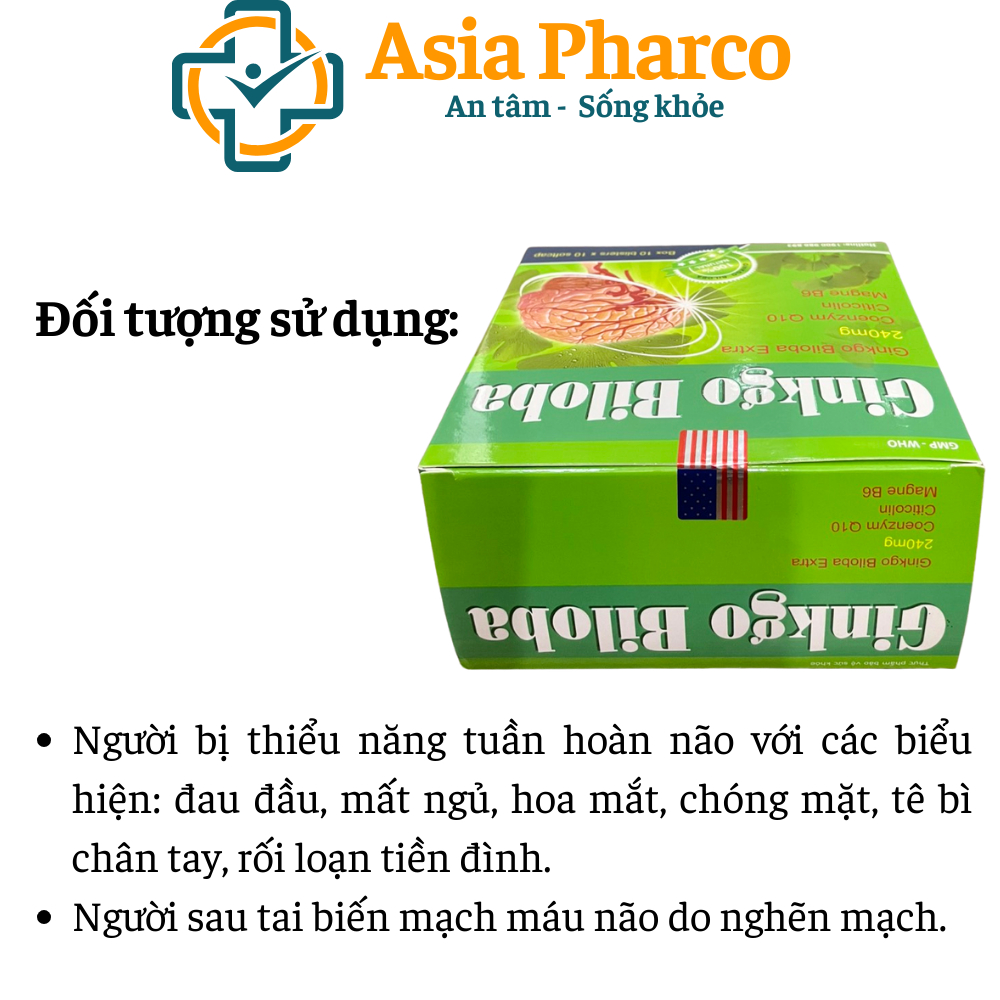 Hoạt huyết dưỡng não Ginkgo Biloba 240mg giúp bổ sung dưỡng chất cho não, tăng cường tuần hoàn máu não - Hộp 100 viên