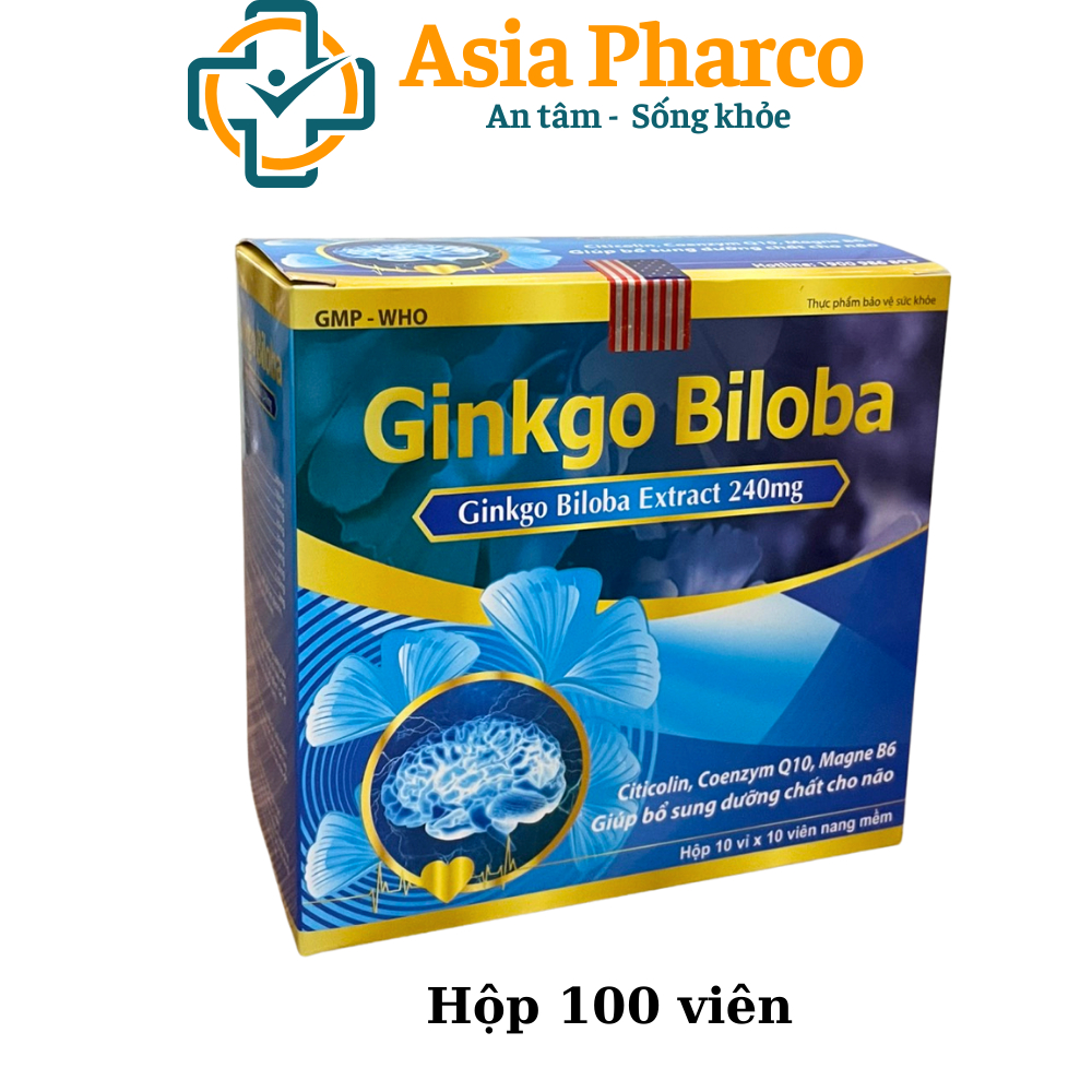 Hoạt huyết dưỡng não Ginkgo Biloba Extract 240mg giảm đau đầu, hoa mắt, chóng mặt, rối loạn tiền đình - Hộp 100 viên