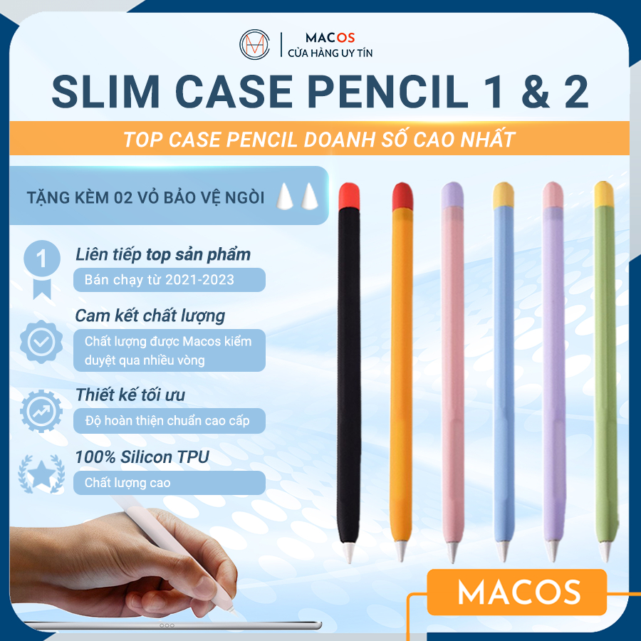 Vỏ bao ốp silicon, case cho bút Apple Pencil 1 và Pencil 2 - Macos cover loại 1