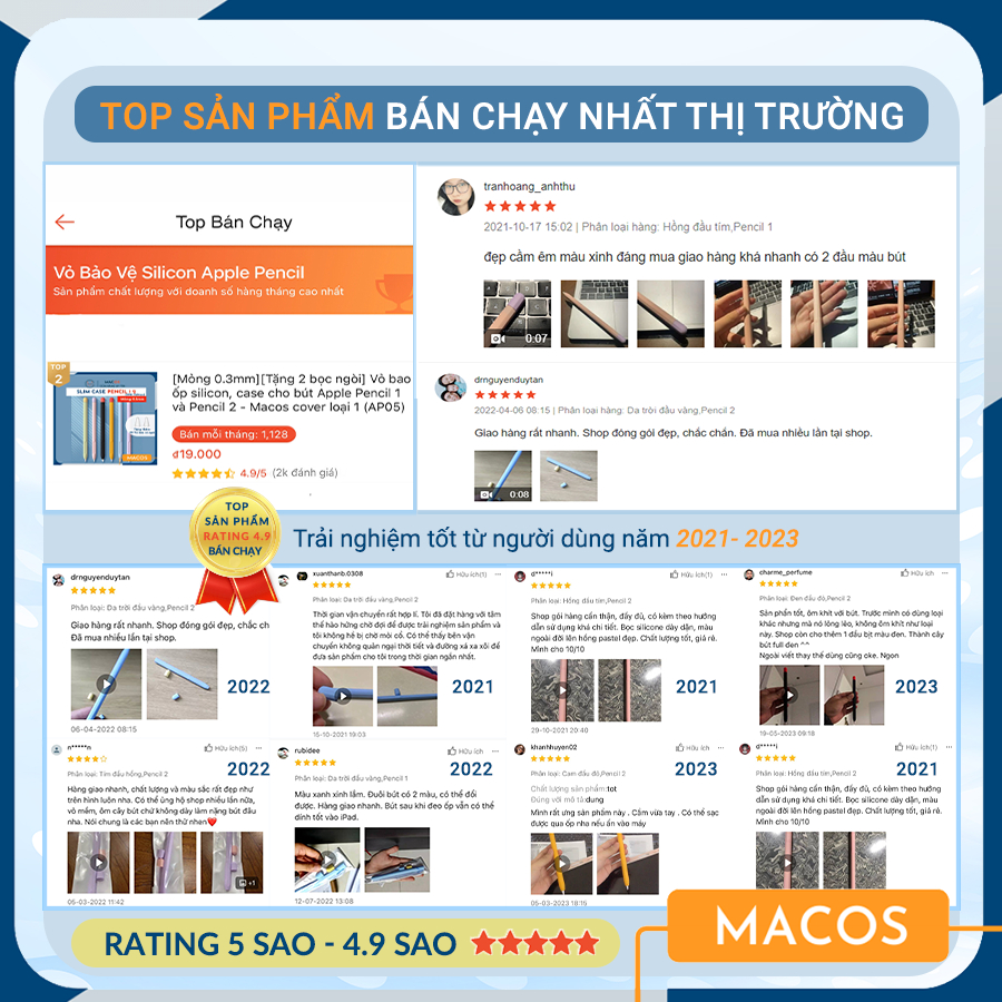 Vỏ bao ốp silicon, case cho bút Apple Pencil 1 và Pencil 2 - Macos cover loại 1