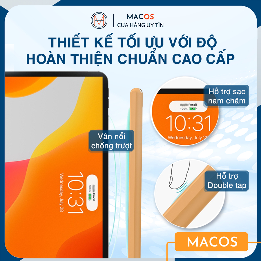 Vỏ bao ốp silicon, case cho bút Apple Pencil 1 và Pencil 2 - Macos cover loại 1