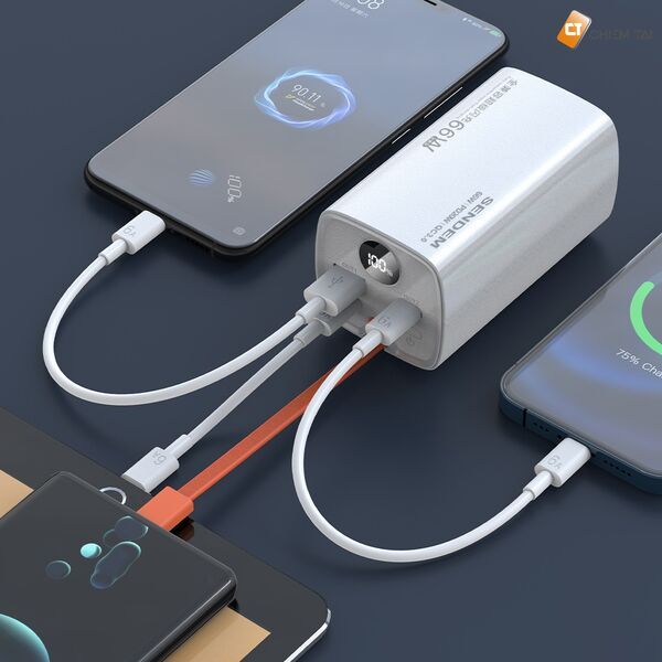 Pin sạc dự phòng 20000mAh SENDEM PH20 có cáp USB-C 66W