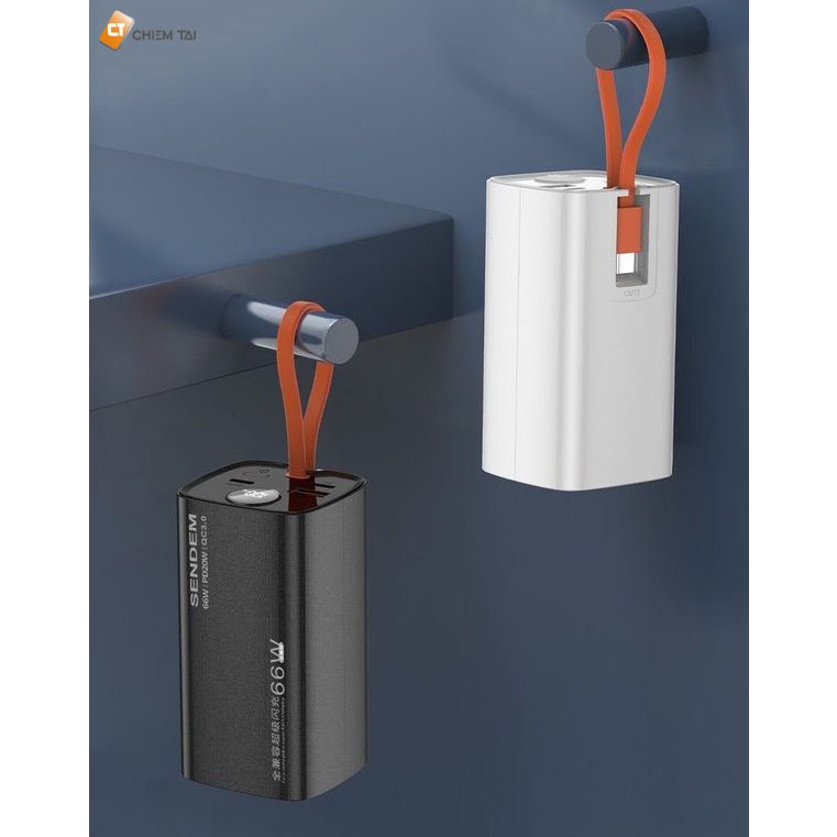 Pin sạc dự phòng 20000mAh SENDEM PH20 có cáp USB-C 66W