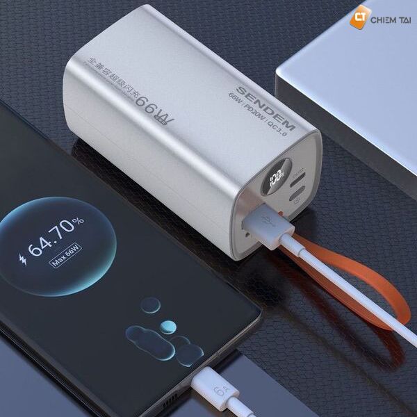 Pin sạc dự phòng 20000mAh SENDEM PH20 có cáp USB-C 66W