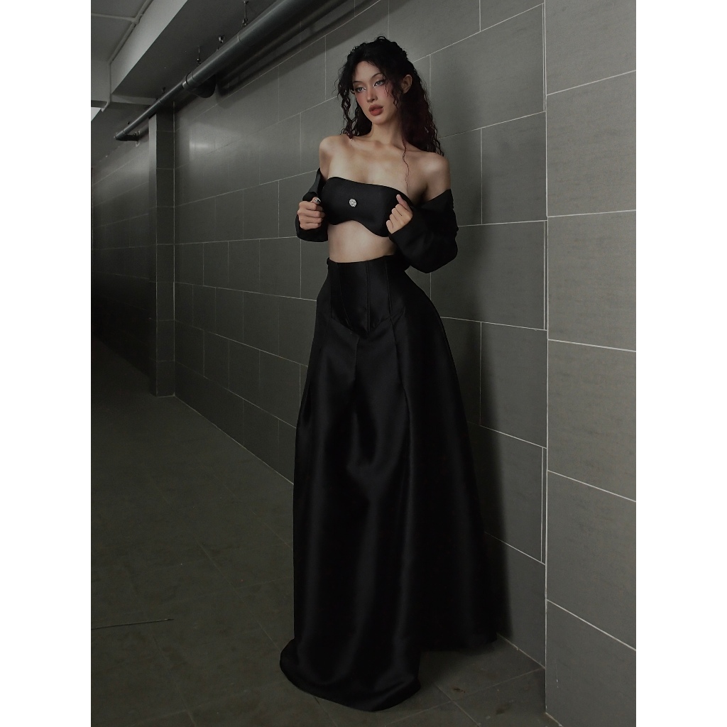 SET SÔ CÔ LA - SET VEST VÀ CHÂN VÁY DÀI_chất tafta cao cấp