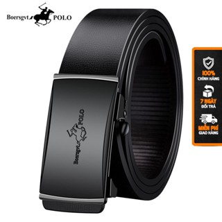 Thắt lưng nam cao cấp BoersgvtPOLO,dây nịt da nam khóa tự đông Full hộp đựng cao cấp