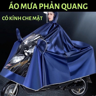 Áo Mưa Phản Quang Có Kính Che Mưa 1 Người Và 2 Người Đi Xe Máy Tiện Lợi Cao Cấp [ Hàng Nội Địa Trung ]