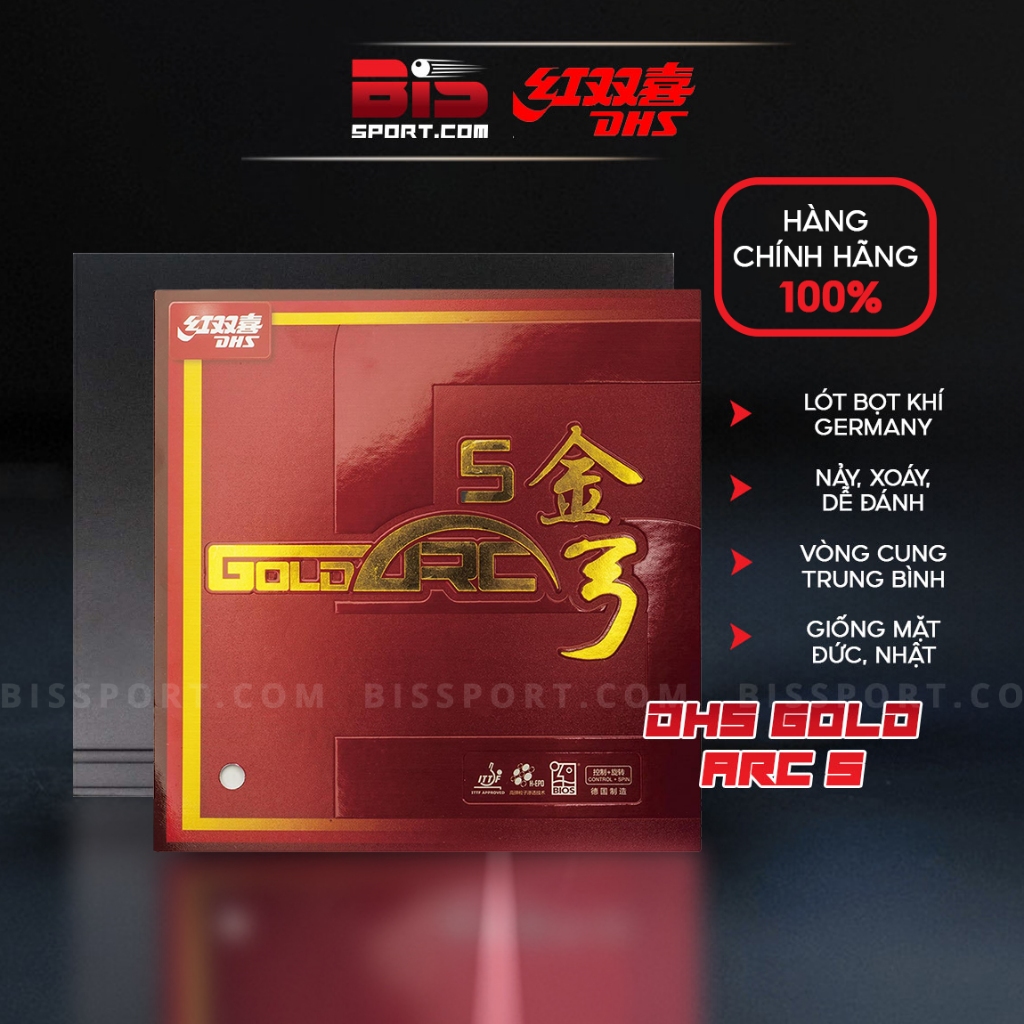 Mặt vợt DHS Gold Arc 5 Chính Hãng - Cảm Giác Bóng Tốt , Xoáy , Bền , Nảy Tốt