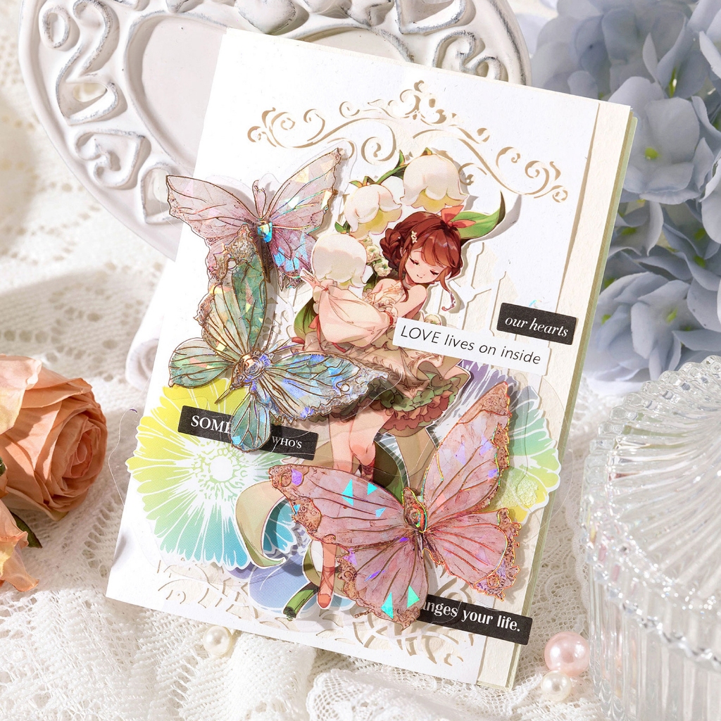 Sticker Trang Trí Chủ Đề Bướm Ánh Kim 3D Mo-Card