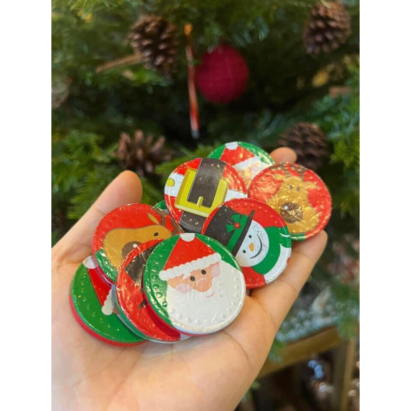 Túi lưới chocolate đồng xu noel hàng úc