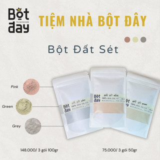 Combo 3 bột đất sét xám / xanh / hồng - giảm nhờn & se khít lỗ chân lông bột đây