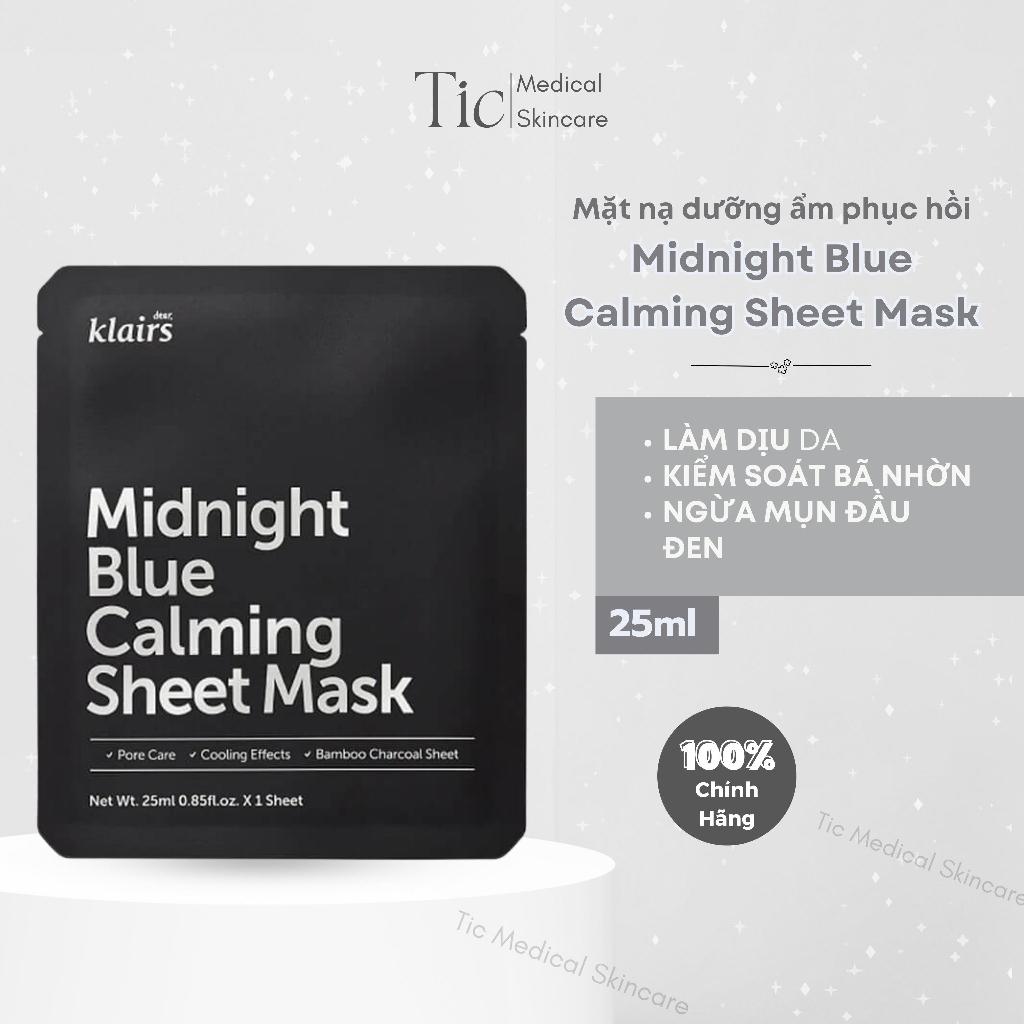 Mặt Nạ Klairs Làm Sạch & Dịu Mát Da 25ml Midnight Blue Calming Sheet Mask - Tic Medical Skincare
