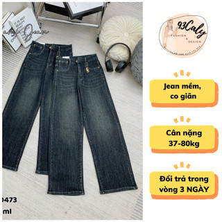 [BIGSIZE 80kg] 0473 Quần Jeans Nữ Ống Rộng Dáng Suông Co Giãn Thoải Mái Cạp Cao Đính Kèm Tag Miu,quần bò nữ lưng cao HOT
