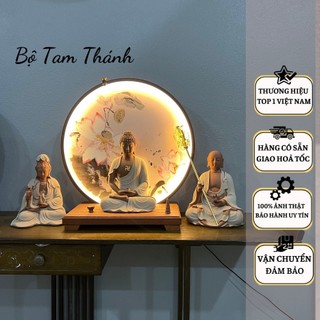 Tượng phật tam thánh gốm tử sa cao cấp én decor decor tượng phật phòng thờ, phong thuỷ an nhiên,trang trí nhà cửa