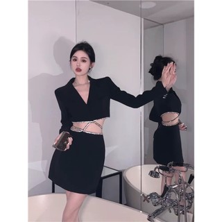 ĐẦM VEST CROPTOP KHOÉT DÂY EO (KÈM VIDEO HÌNH THẬT)