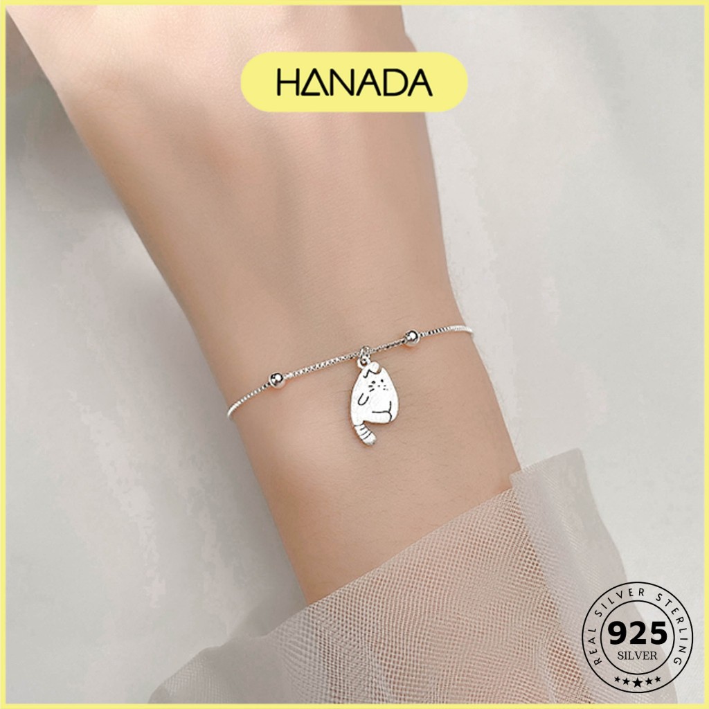 Lắc Tay Bạc 925 Mèo Chuông Vòng Tay Đơn Giản Trang Sức Thời Trang Hanada 0287