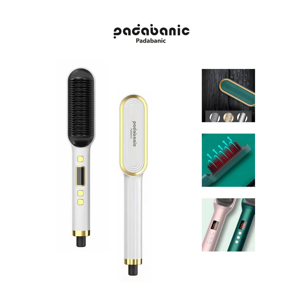 Padabanic9689 LCD 200W Lược Điện Chải Thẳng Tóc Chuyên Nghiệp Và Tiện Lợi Máy Uốn Duỗi Tóc Ép Tóc