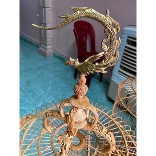 Móc đồng lồng chim chào mào móc treo lồng chim đồng (rồng - phượng) bản đại