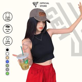 Áo ba lỗ nữ GenY ôm body trơn kiểu basic năng động, Áo croptop ba lỗ nữ ngược chất thun gân mềm 3LT