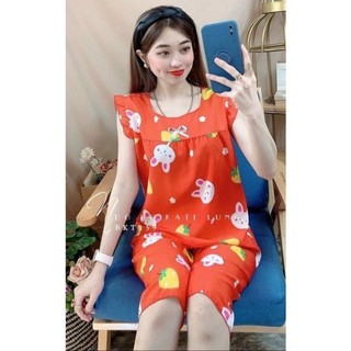 Đồ bộ nữ lửng lụa hàn châu mát mẻ mặc nhà