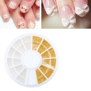 Khay bi trang trí móng bi kim loại - Khay bi tròn 2 màu 12 ô trang trí Nail chuyên dụng
