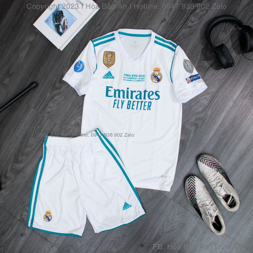 Bộ Quần Áo Bóng Đá, Đồ Đá Banh CLB Real Madrid Sân nhà 2017-2018 - Vải Polyestes chuẩn thi đấu