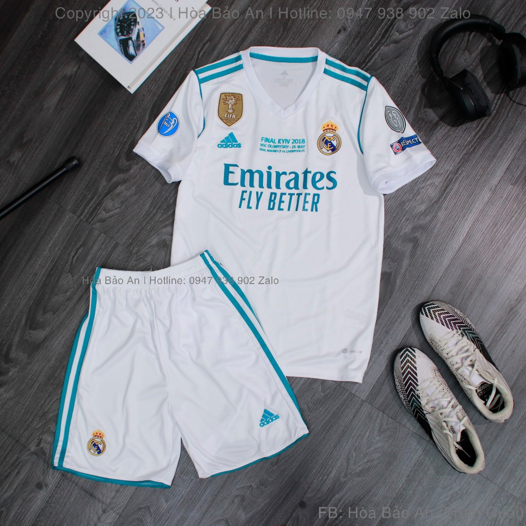Bộ Quần Áo Bóng Đá, Đồ Đá Banh CLB Real Madrid Sân nhà 2017-2018 - Vải Polyestes chuẩn thi đấu