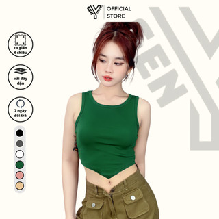 Áo ba lỗ nữ ôm body vạt nhọn GenY, Áo croptop 3 lỗ mặc hè vải BORIP mềm mịn siêu co giản -3LVN-