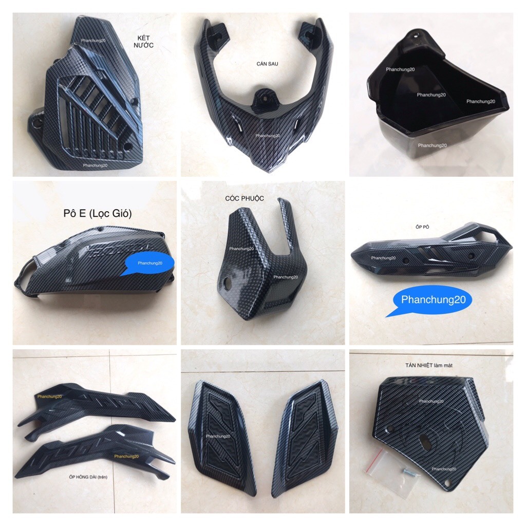 AB 2020 2021 BỘ ỐP PHỤ KIỆN TRANG TRÍ DÙNG CHO ĐỜI XE AB 125 150cc CACBON