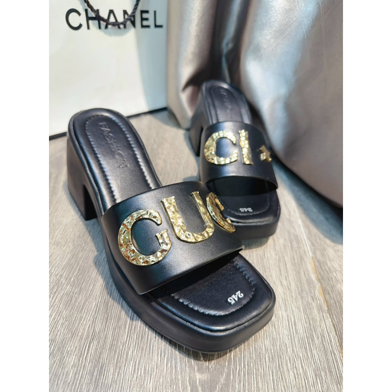 🌈🌈 Guốc Xuồng Gc PU Qc siêu êm đế vuông cao 7F  FULL BOX 📦