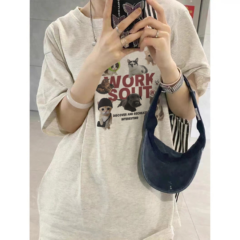 Focus local brand vintage xám áo thun tay ngắn cổ tròn bigsize áo phông nữ unisex levents 100%cotton