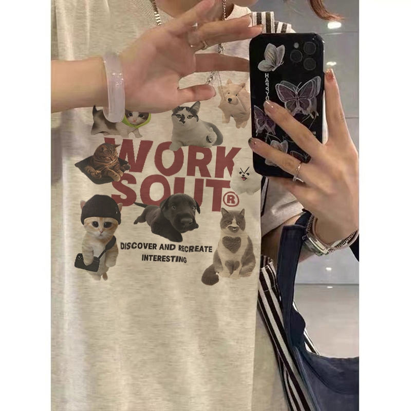 Focus local brand vintage xám áo thun tay ngắn cổ tròn bigsize áo phông nữ unisex levents 100%cotton