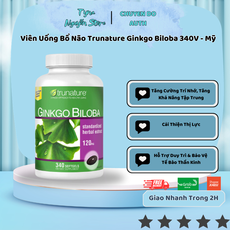 Viên Uống Bổ Não Trunature Ginkgo Biloba 340V - Mỹ
