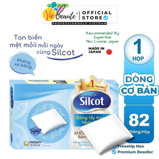 Bông tẩy trang silcot 82 miếng xanh dương - bông trang điểm silcot unicharm nhật bản