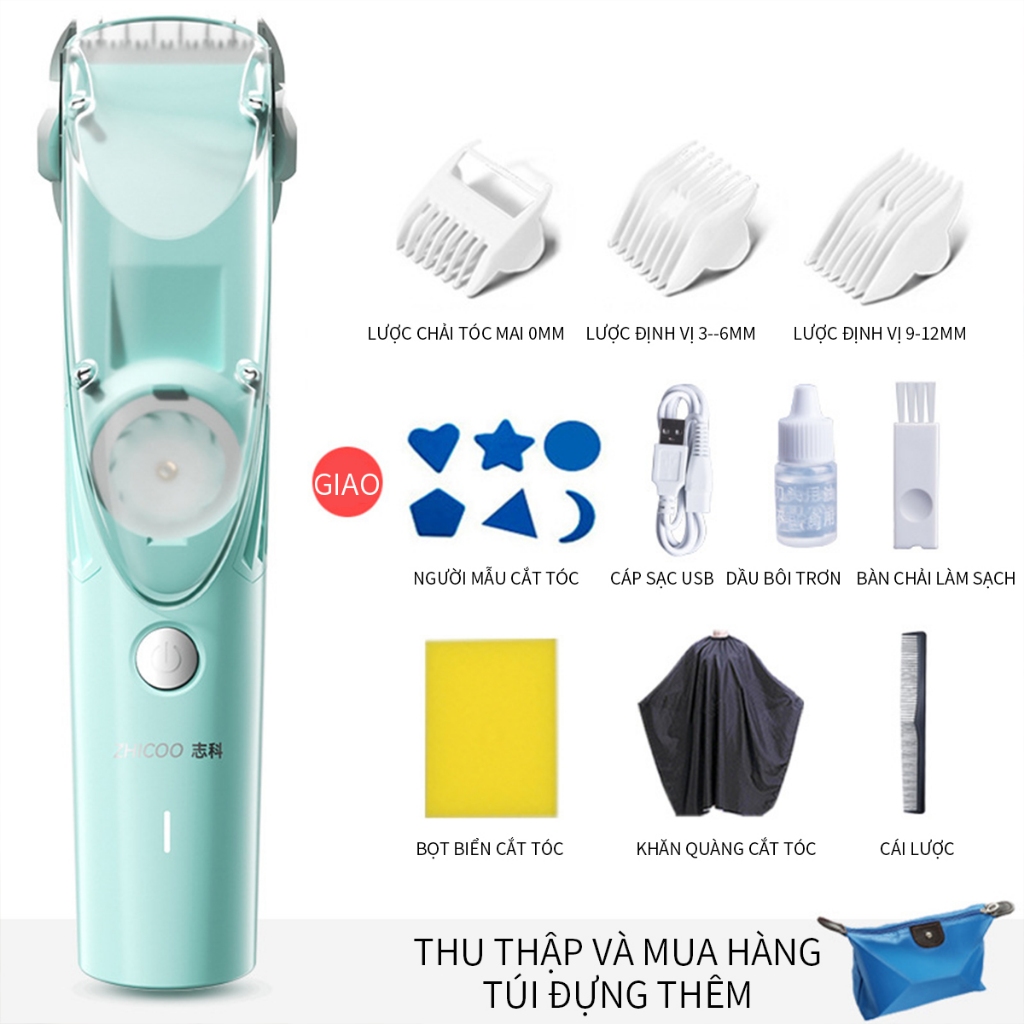 Bộ 11 món Tông Đơ Cắt Tóc Cho Bé Động Cơ âm trầm - Lực Hút Tóc Mạnh Cao Cấp Cho Bé Và Gia Đình-