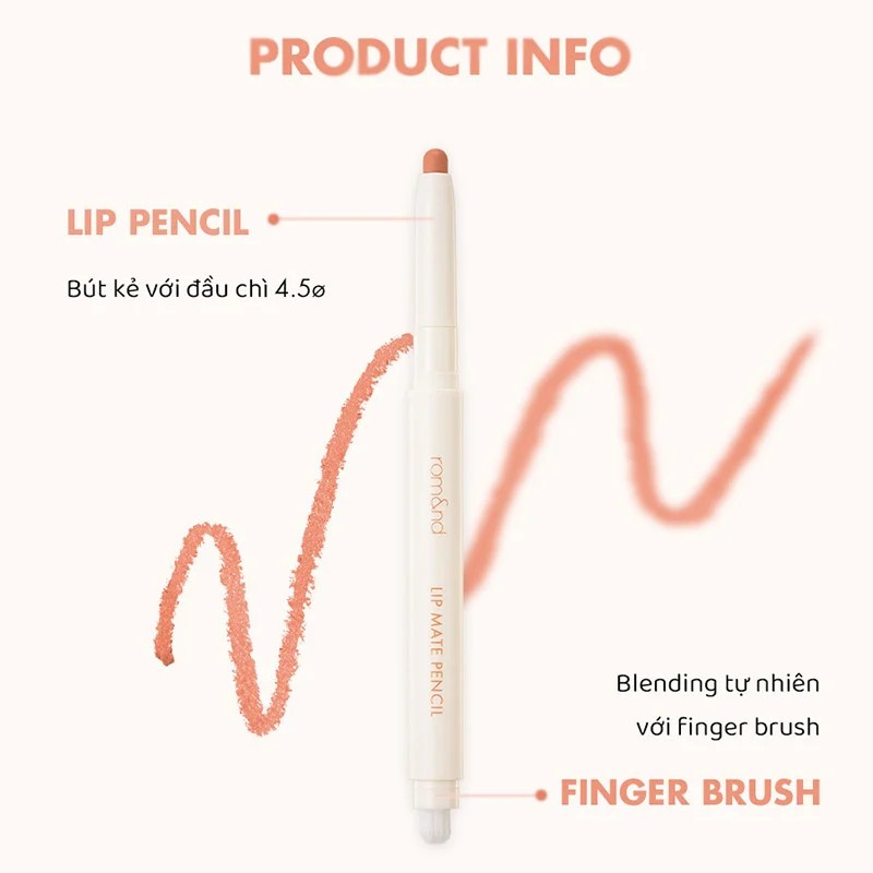 Chì Kẻ Viền Môi Nhung Lì Thiết Kế 2 Đầu Romand Lip Mate Pencil