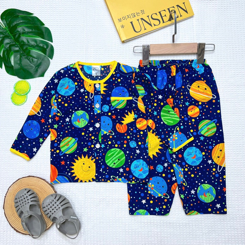 Bộ tole/lanh bé trai tay dài quần dài cài giữa - KN Kids