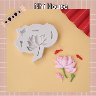 Khuôn silicone hoa sen và cá chép nhí