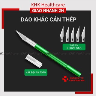 Dao cán tròn - xanh lá dùng để khắc, trổ tặng kèm 5 lưỡi dao 11