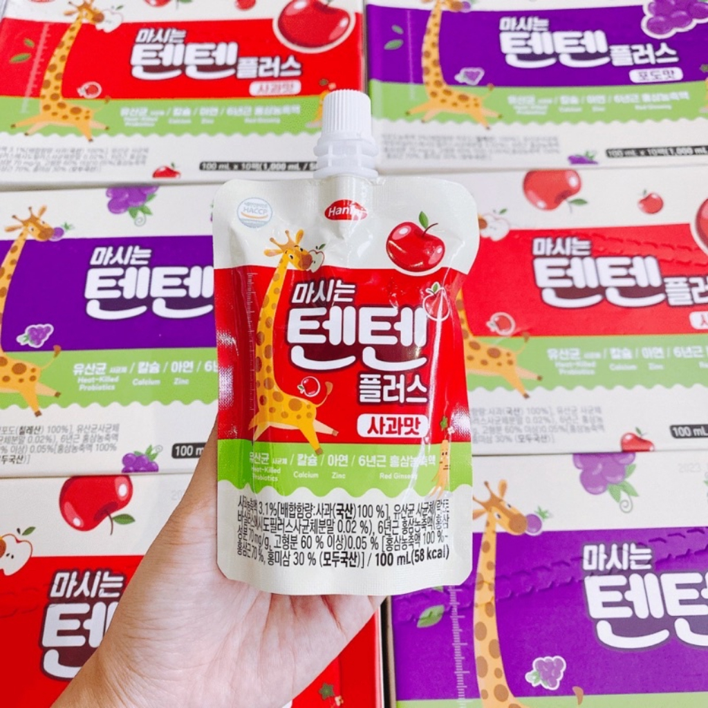 Nước trái cây hồng sâm Hanmi Tenten Hàn Quốc đủ vị cho bé 1Y+ gói 100ml