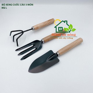Bộ 3 xẻng cào gỗ dụng cụ làm vườn size mã L