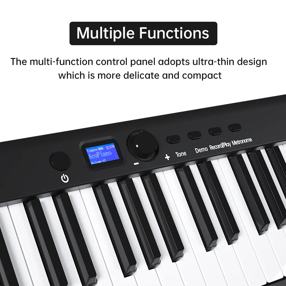 Đàn piano điện gấp gọn, Digital Foldable Piano - Bora BX-20 (BX20) - Black, Travel Piano, Bluetooth, 88 phím cảm ứng lực