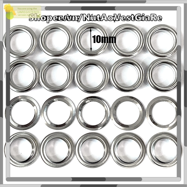 Gói 100 Khoen ore mắt cáo size từ 4 - 14 mm  ô rê mắt cáo, có kèm long đền, dùng cho quần áo, túi xách...