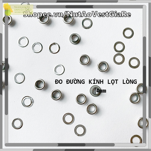 Gói 100 Khoen ore mắt cáo size từ 4 - 14 mm  ô rê mắt cáo, có kèm long đền, dùng cho quần áo, túi xách...