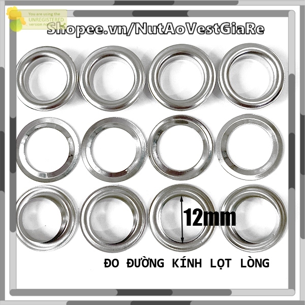 Gói 100 Khoen ore mắt cáo size từ 4 - 14 mm  ô rê mắt cáo, có kèm long đền, dùng cho quần áo, túi xách...